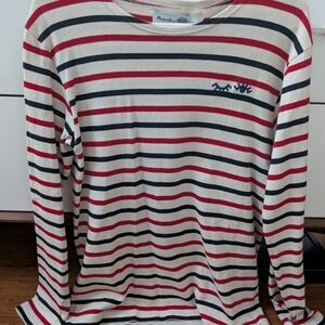 Madewell x Armor Lux Red and Black Striped Top